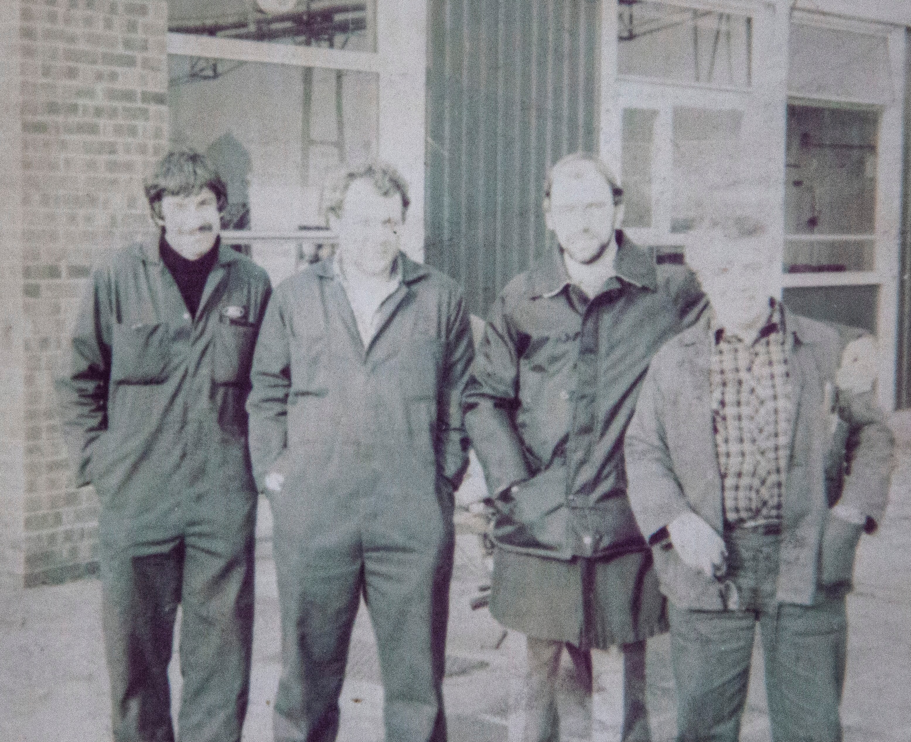 Eddie (left) in his younger years at the Dagenham plant